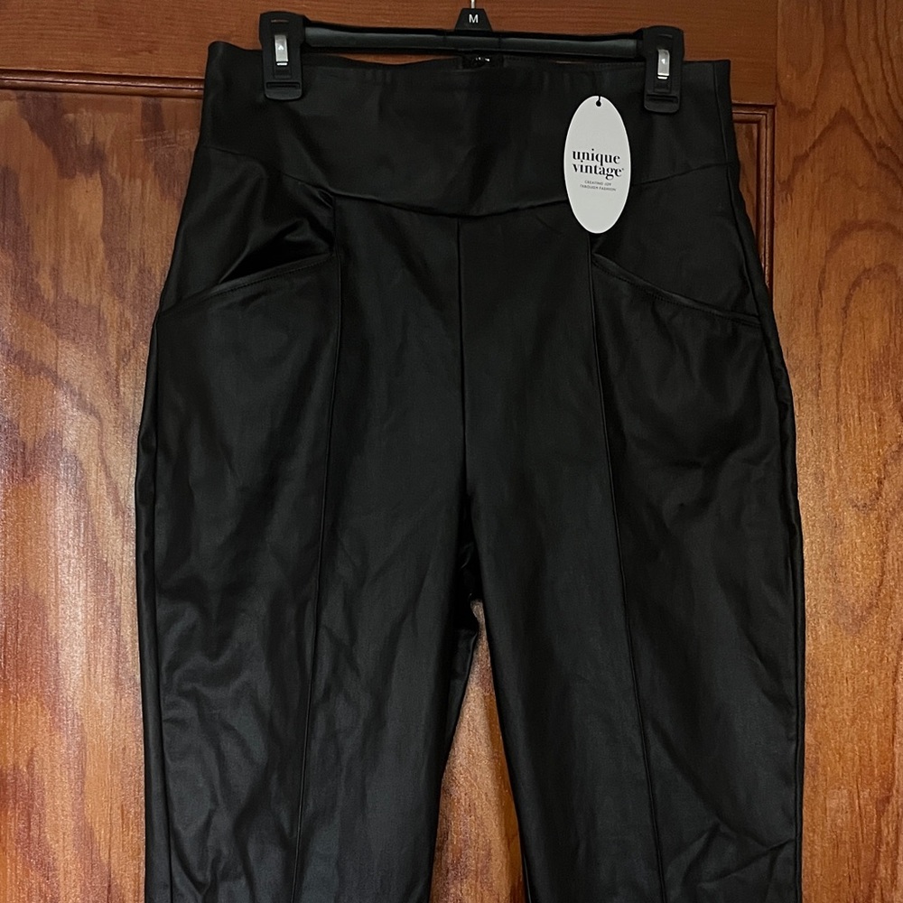 Unique Vintage Black Faux Leather Pants